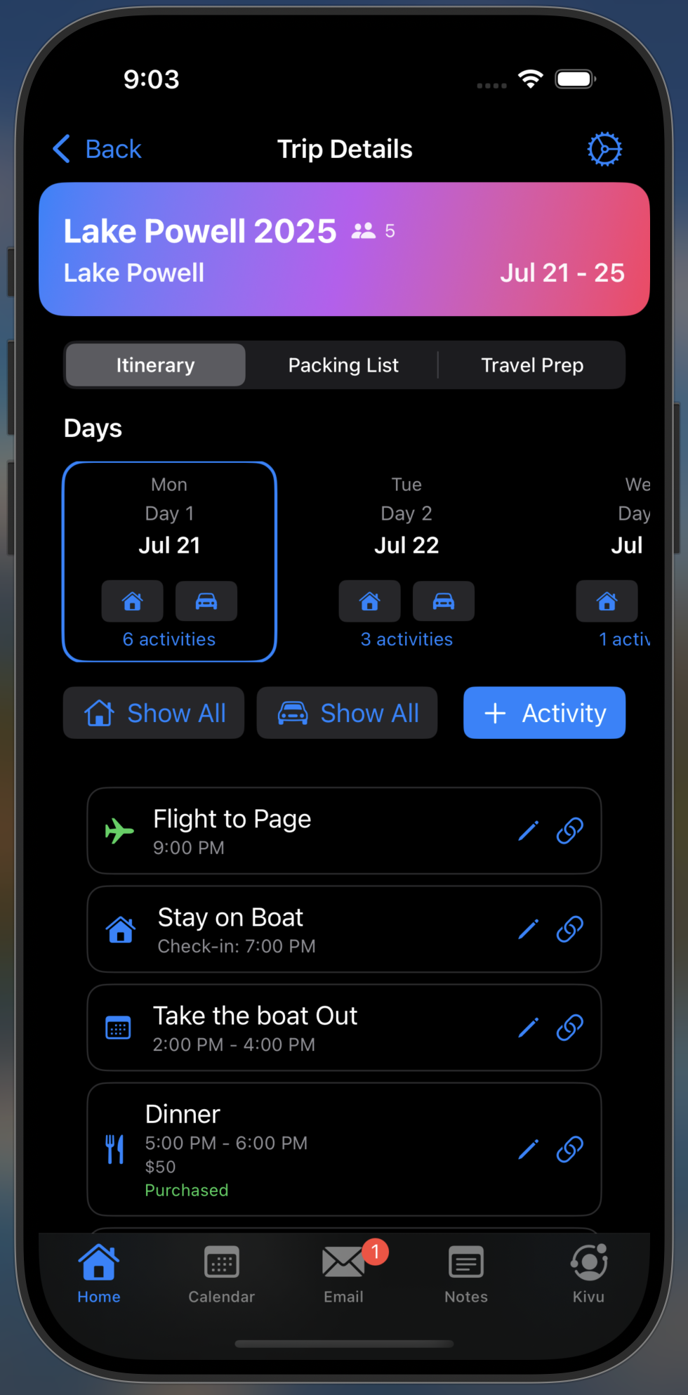 iOS Travel Planning
